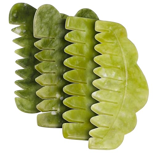 Miniatura 3 de GLEAVI 8 Uds Jade Comb Herramientas de masaje corporal masajeador de ojos Herramienta masajeador de ojos Dientes anchos Peine de cabeza de jade
