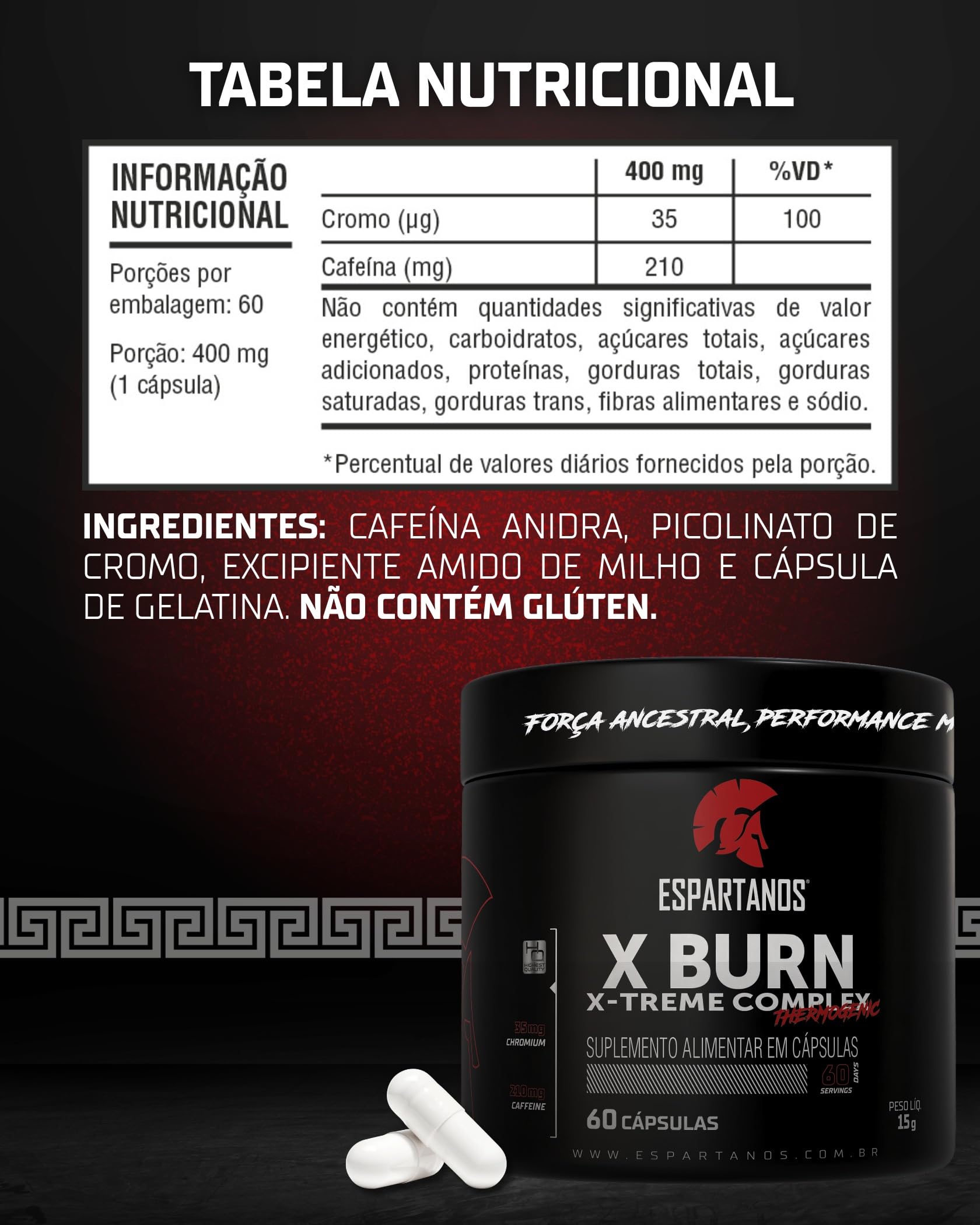 X Burn Xtreme Complex Thermogenic 60 Cáps – Espartanos | Amazon.com.br