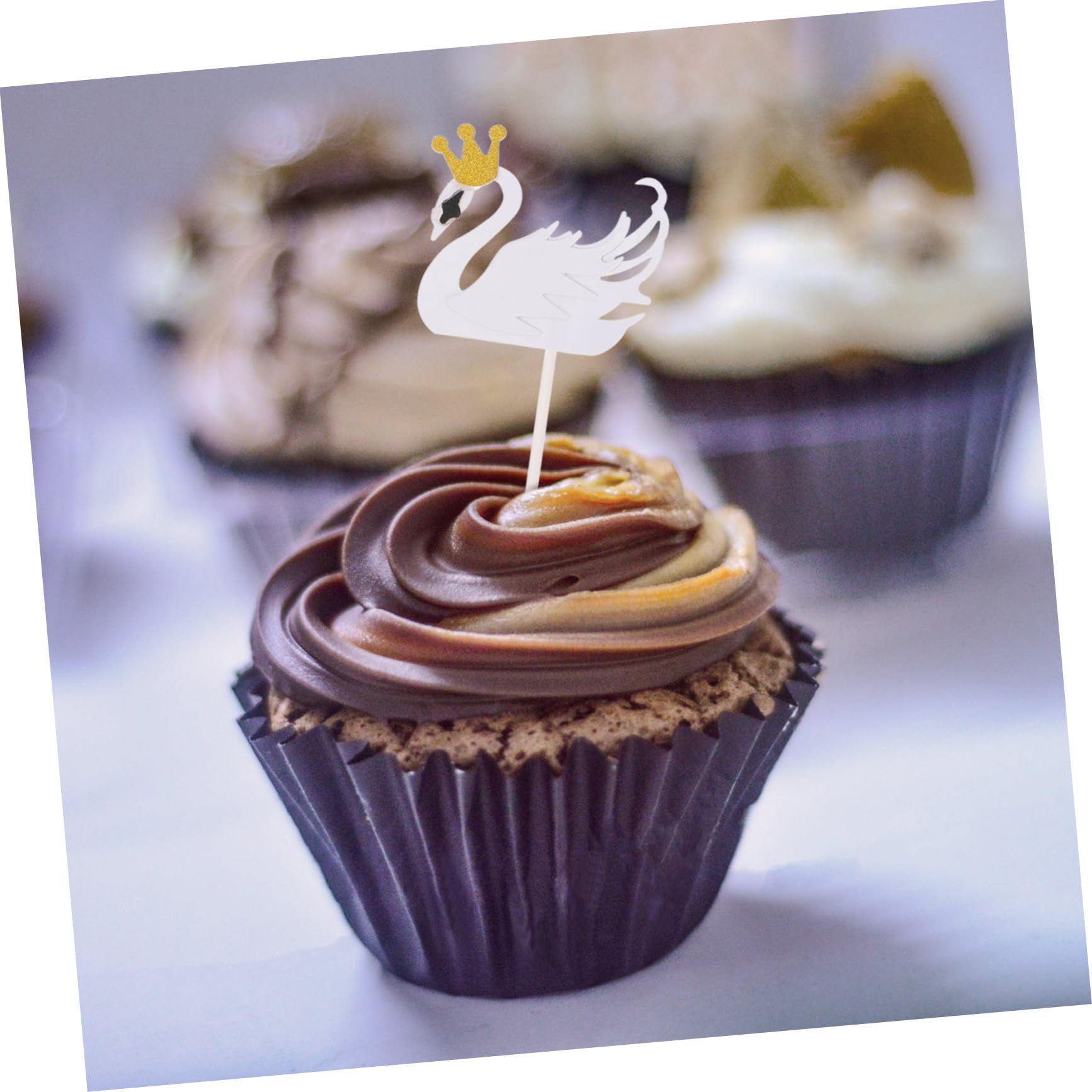 BCOATH 15pezzi Topper Per Cupcake Tema Cigno Decorazioni Per Feste Di Compleanno e Shower Eleganti Inserti Per Torte Materiale Sicuro e Creativo