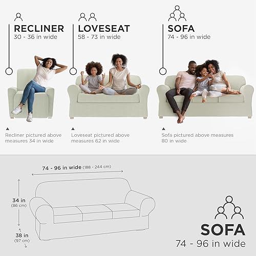 Vista 155 de Zenna Home Simply Fit - Funda elástica para sofá (1 pieza), color crudo