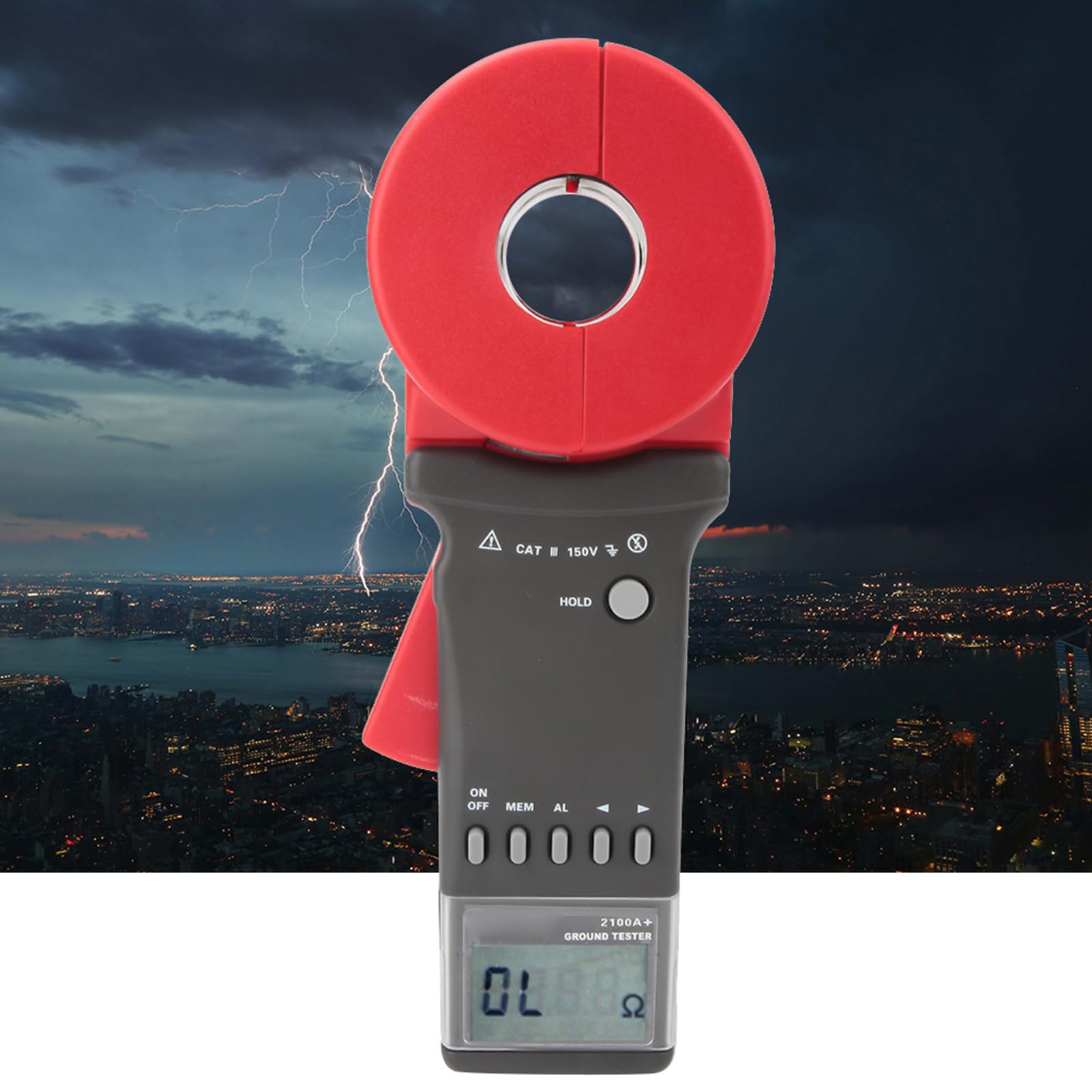 Clamp Meter,Digitale Erdungsmesszange Erdungswiderstandsmesser Digitales Widerstandsmessgerät Digital widerstand Meter Widerstand Tester 1-199Ω,0,01-200 Ω,viel Zubehör
