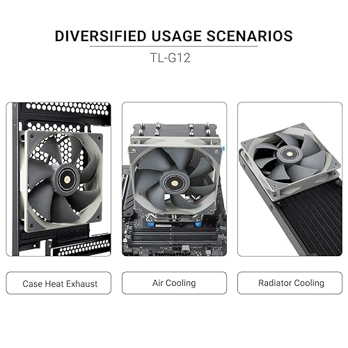 Miniatura 6 de Thermalright Ventilador de CPU TL-G12 de 4.724 in, ventilador de carcasa de computadora, ventilador silencioso de PC PWM de 4 pines, 1500 RPM,