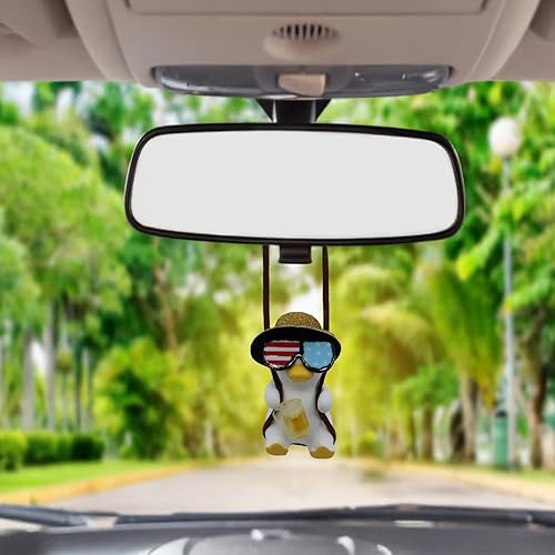 Miniatura 2 de Adorno colgante de pato oscilante para automóvil, accesorios para colgar en el espejo, accesorios para colgar en el espejo retrovisor, juego de