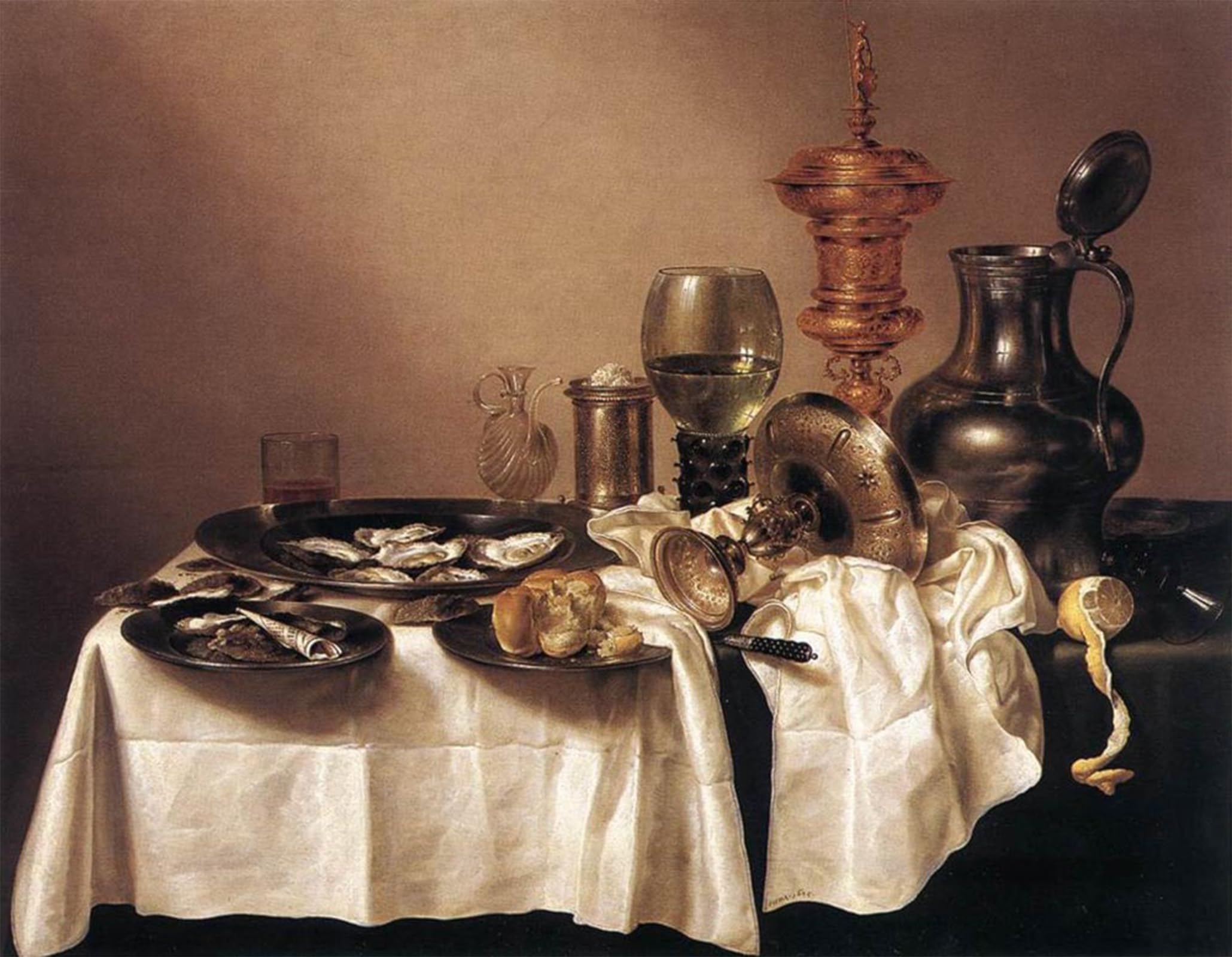 Artxlxxbn No Frame Famous Painting Art Wall Decor Abstract Art Picture Still-Life With Goblet By Willem Claesz Heda Animal Pictures For Home Decor 60X90cm