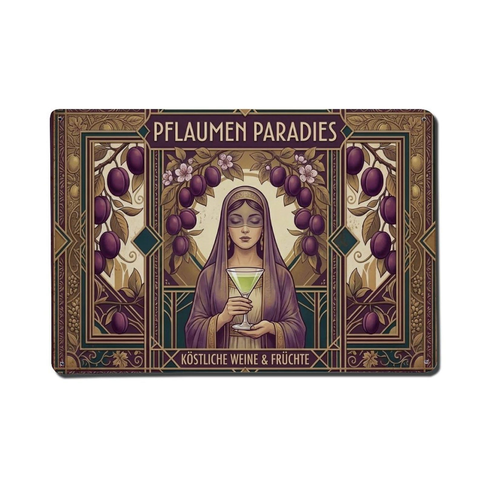 Plum Paradise Artisan Recipe Classic Cocktail Beverage Metal Tin Sign Plaque Wall Decor for Cafe, Man Cave, Club Bar, Office, Home Garden Round Metal Poster 8x12Inch
