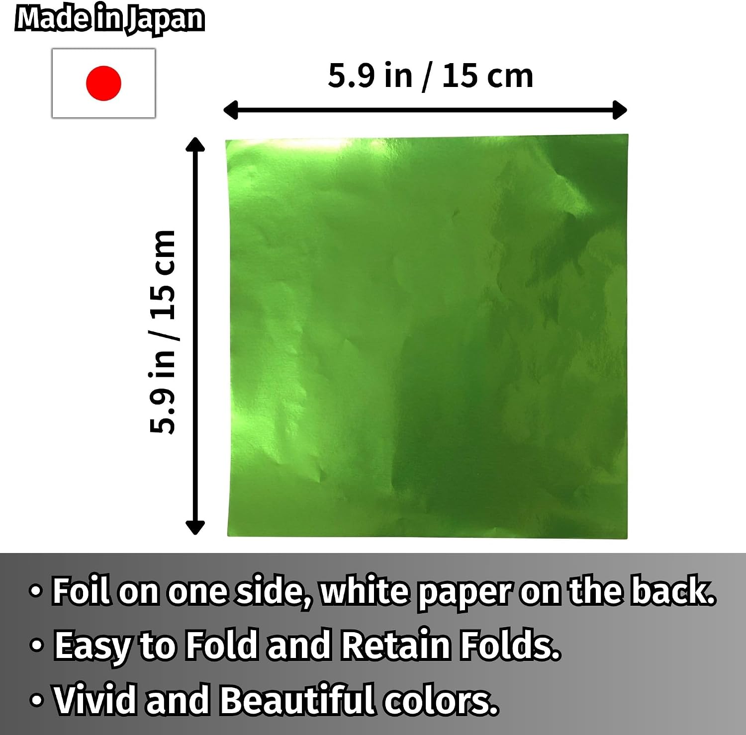 Origami Paper Metallic Foil Type Made in Japan 6x6 inch Square 8 Colors 1 Pack (16 Sheets) One Sided Folding Paper 15cm DIY Art Crafts