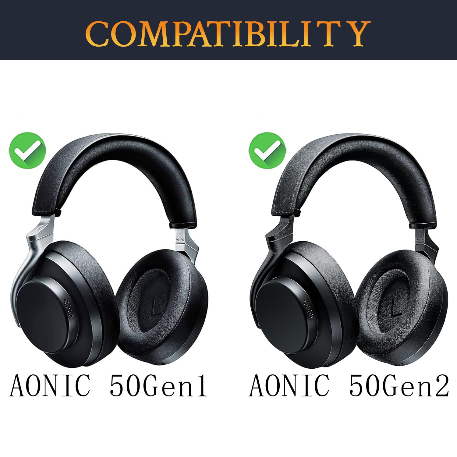 SOULWIT Earpads for Shure Aonic 50 Gen 1/Gen 2 Headphones, Ear Pads Cushions with Softer Protein Leather - Image 2