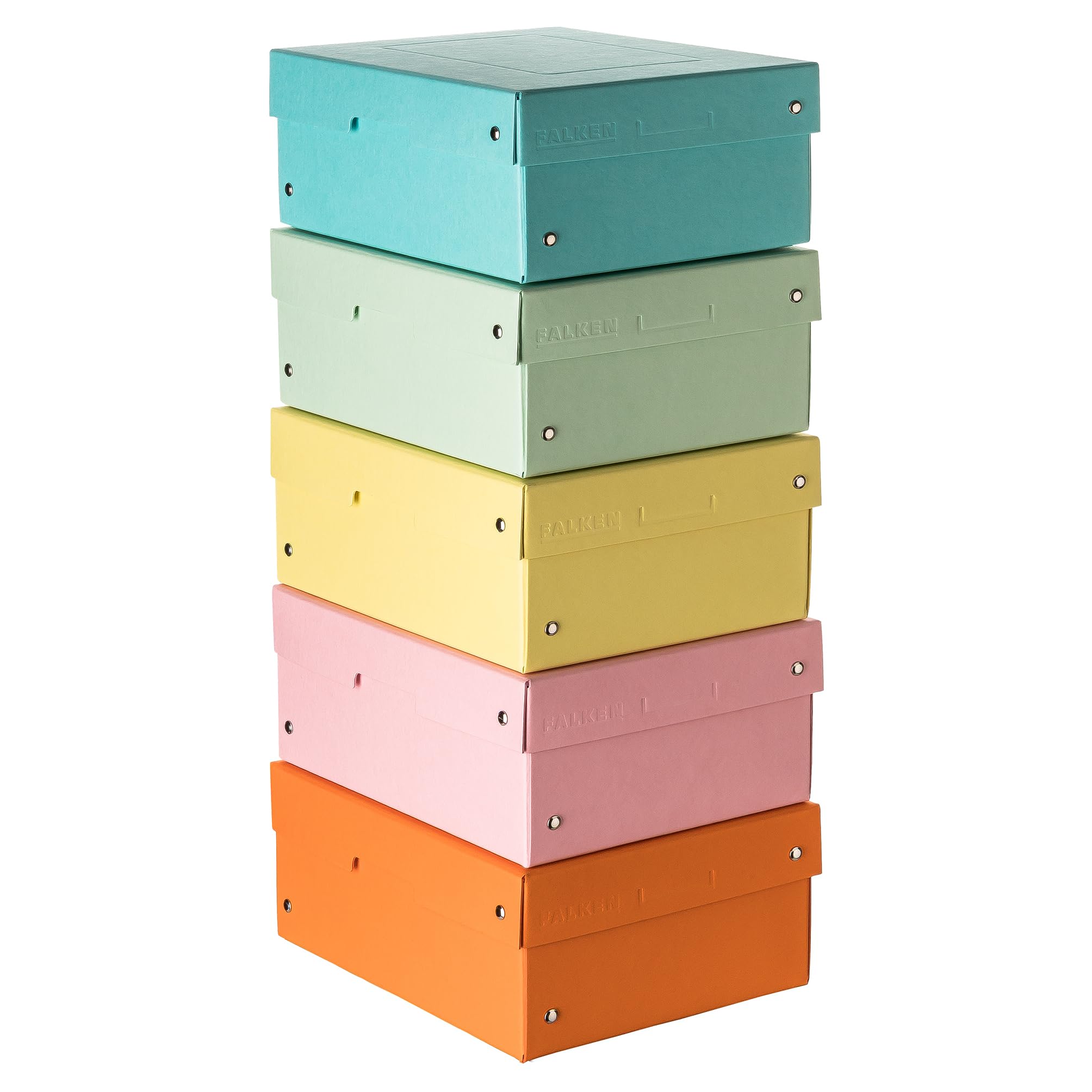 FALKEN PureBox - Confezione da 5 scatole originali PureBox in cartone robusto, 100 mm, formato DIN A5, colori assortiti, scatola regalo vegana, scatola multiuso