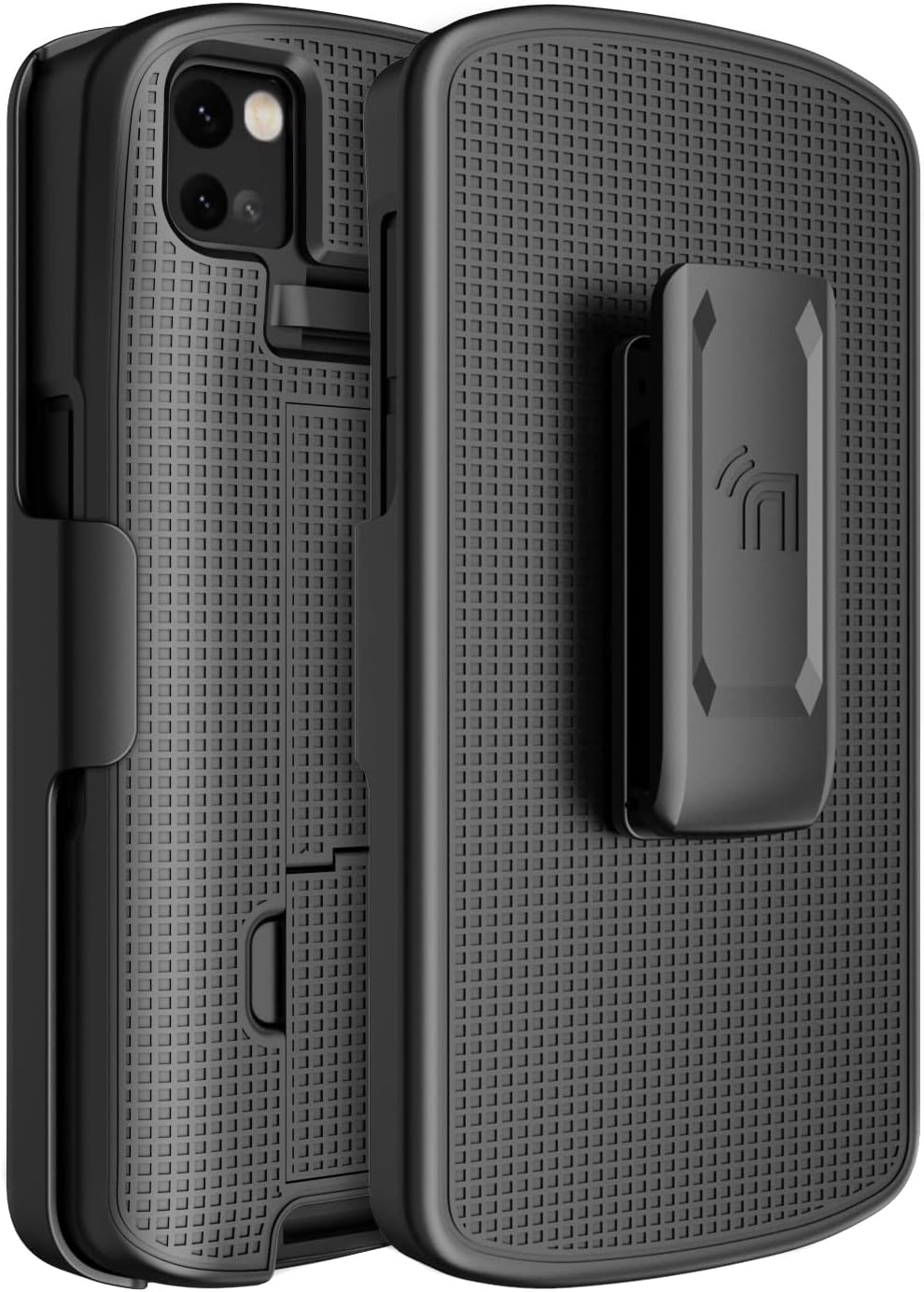 Case + Hand Strap + Belt Clip Combo for Zebra TC53 TC58 Mobile Computer Scanner, Nakedcellphone Slim Hard Shell Cover with Kickstand and [Rotating/Ratchet] Belt Hip Holster Holder Combo - Black