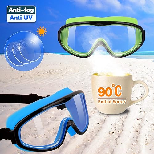 Miniatura 4 de vetoky Kids Swim Goggles 2 Pack Anti Fog Wide Vision Swimming Goggles for Kids Age 3-12 with Nose Clips+Ear Plugs, No Leaking