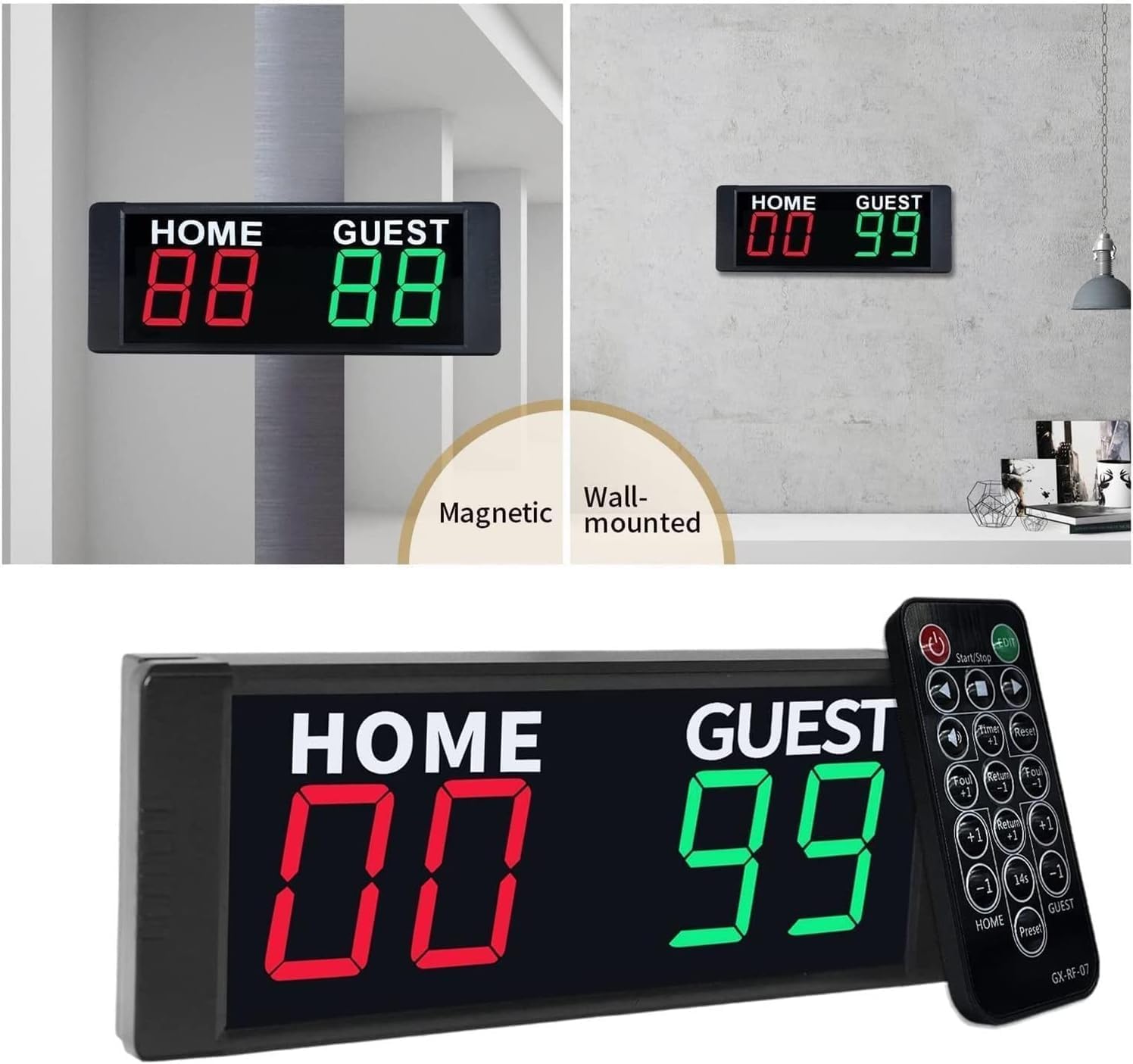 TIST Mini Electronic Digital Scoreboard Remote Control Wall Mounted Volleyball and Baseball Game Board Scoreboard