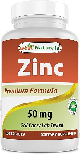 Best Naturals Suplementos de zinc de 50 mg (como gluconato de zinc) - Vitaminas de zinc para adultos - 100 comprimidos (100 unidades (paquete de 1))