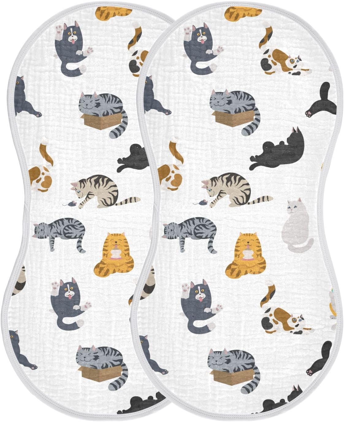 vvfelixl Baby Burp Cloths Cartoon Cat Baby Newborn Cotton Burping Cloths Set Baby Washcloths 4 Pack