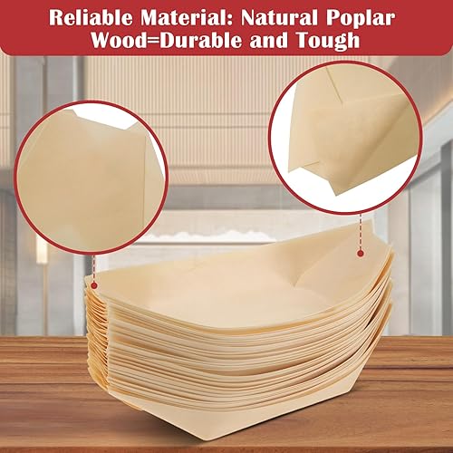 Miniatura 4 de Sliner 300 platos desechables de madera para barcos, platos de comida, barcos de madera, platos de sushi desechables a granel para catering y uso