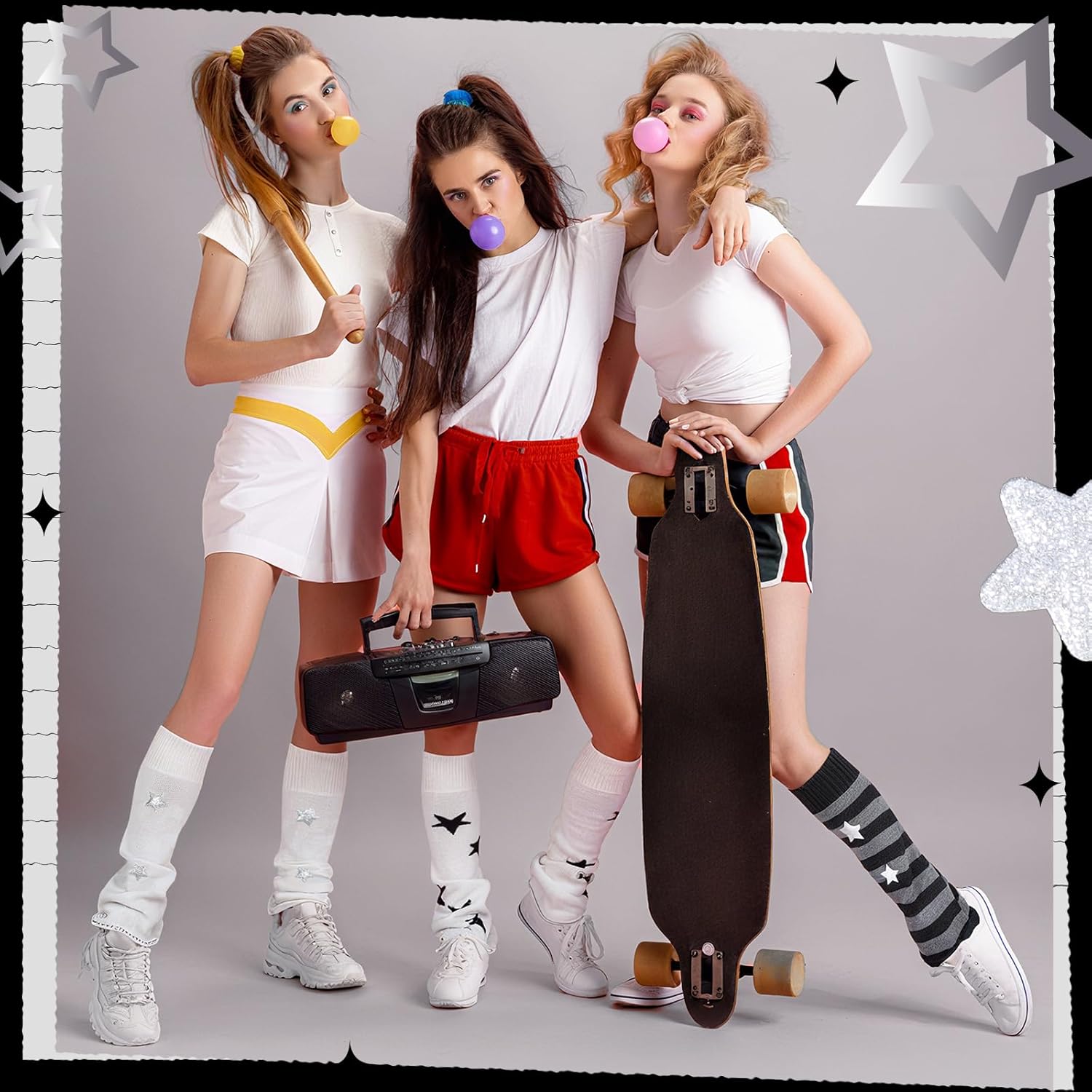 Mepase 6 Pairs Y2k Leg Warmers for Women Star and Striped Knitted Kawaii Leg Warmer Japanese Cute Socks Winter Goth Accessories - Image 5