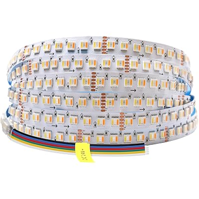 24VDC Highest Density 5-in-1 5050 RGBWW (RGB+Warm White+Daylight) 112LEDs/m Bright RGBCCT LED Strip 16.4FT Dimmable Tape Lights for Bedroom Decor (IP20 Non-Waterproof 12MM Width)