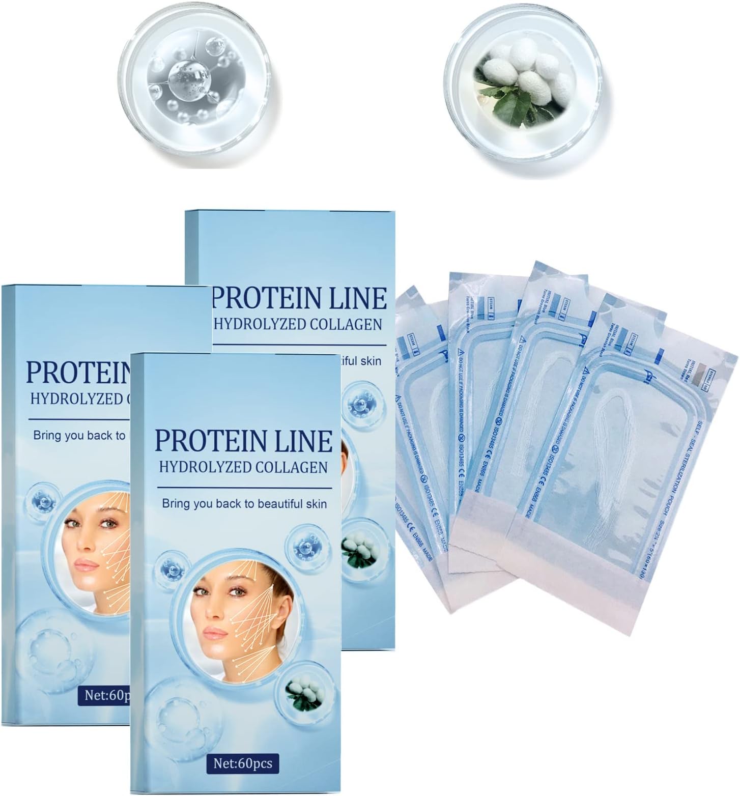 Korean Soluble Protein Thread, Profirm Korean Soluble Protein Thread, Protein Threads for Face, Instalift Korean Protein Thread Lifting Set, Absorbable Collagen Thread (3Box (180Pcs))