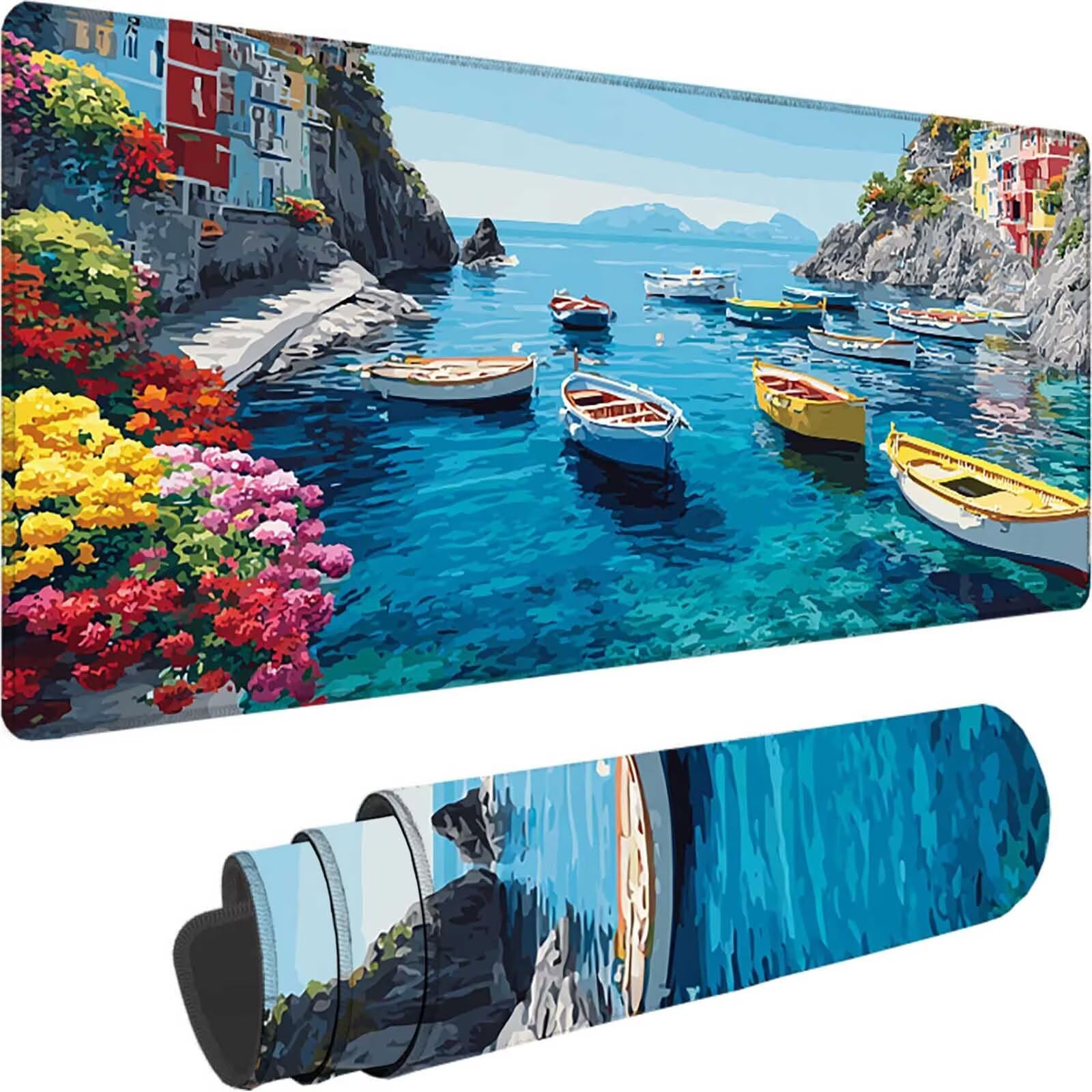 Niebieska podkładka pod mysz do gier, duża podkładka pod mysz XXL 1500x800x3 mm, podkładka pod mysz morską do klawiatury i biura, akcesoria do gier, antypoślizgowa, poprawia precyzję i szybkość dla