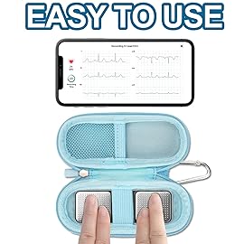 Case for Kardiamobile EKG Monitor, Compatible with Kardia Mobile Heart Monitor 1L, Kardiamobile 6L & 6L Max, Hard Travel Box for Cardio Mobile Device, Pill Box and Carabiner Clip Included - Blue