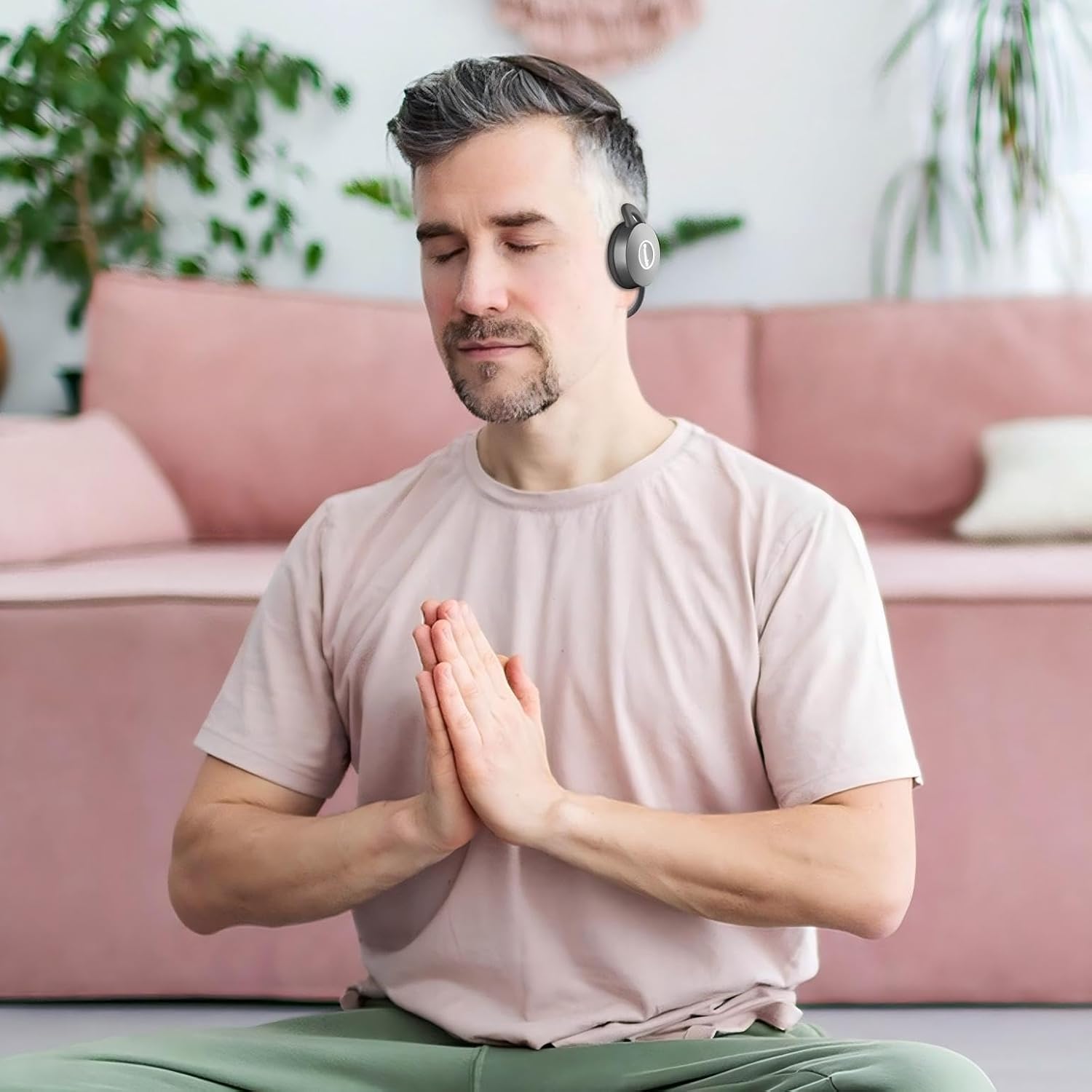 HarmoDuo Healing Frequency Generator Headset with Tibetan Singing Bowl Tones, 11 Chakra and Solfeggio Tracks, 7.83Hz Schumann Resonance, 40Hz Gamma, Mini Zero-Pressure Wear, Wireless Meditation Audio