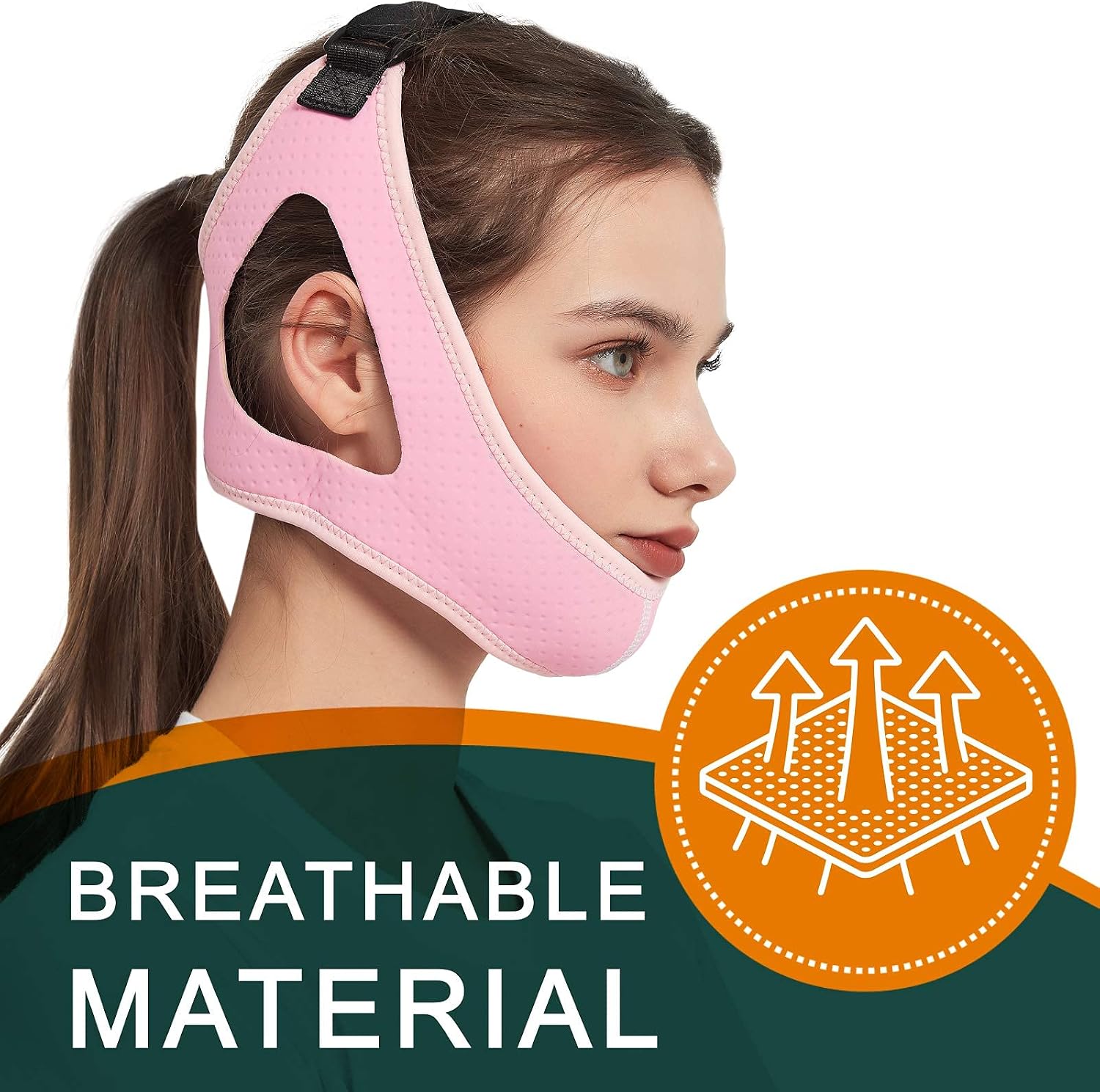 Anti Snoring Devices Adjustable Chin Strap for CPAP Users and Mouth Breathers - Advanced Solution Stop Snore Sleep Aid for Women and Men by Mikegohealth (Pink)