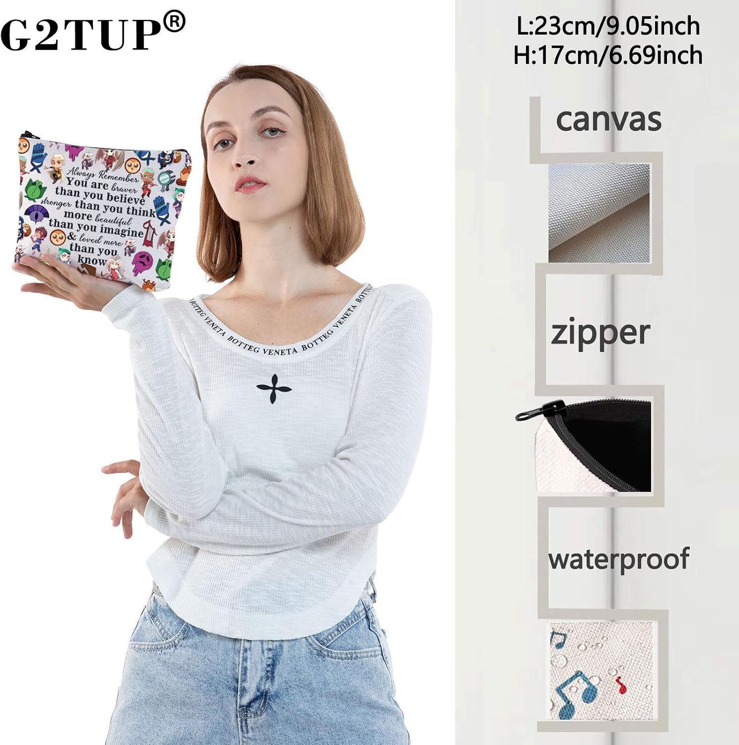 G2TUP Luz Noceda Cosmetic Bag Eda & Luz Fans Gift You Are Braver Stronger Beautiful Than You Know Zipper Pouch Bag Amity Blight Merch (You Braver Bird MG)