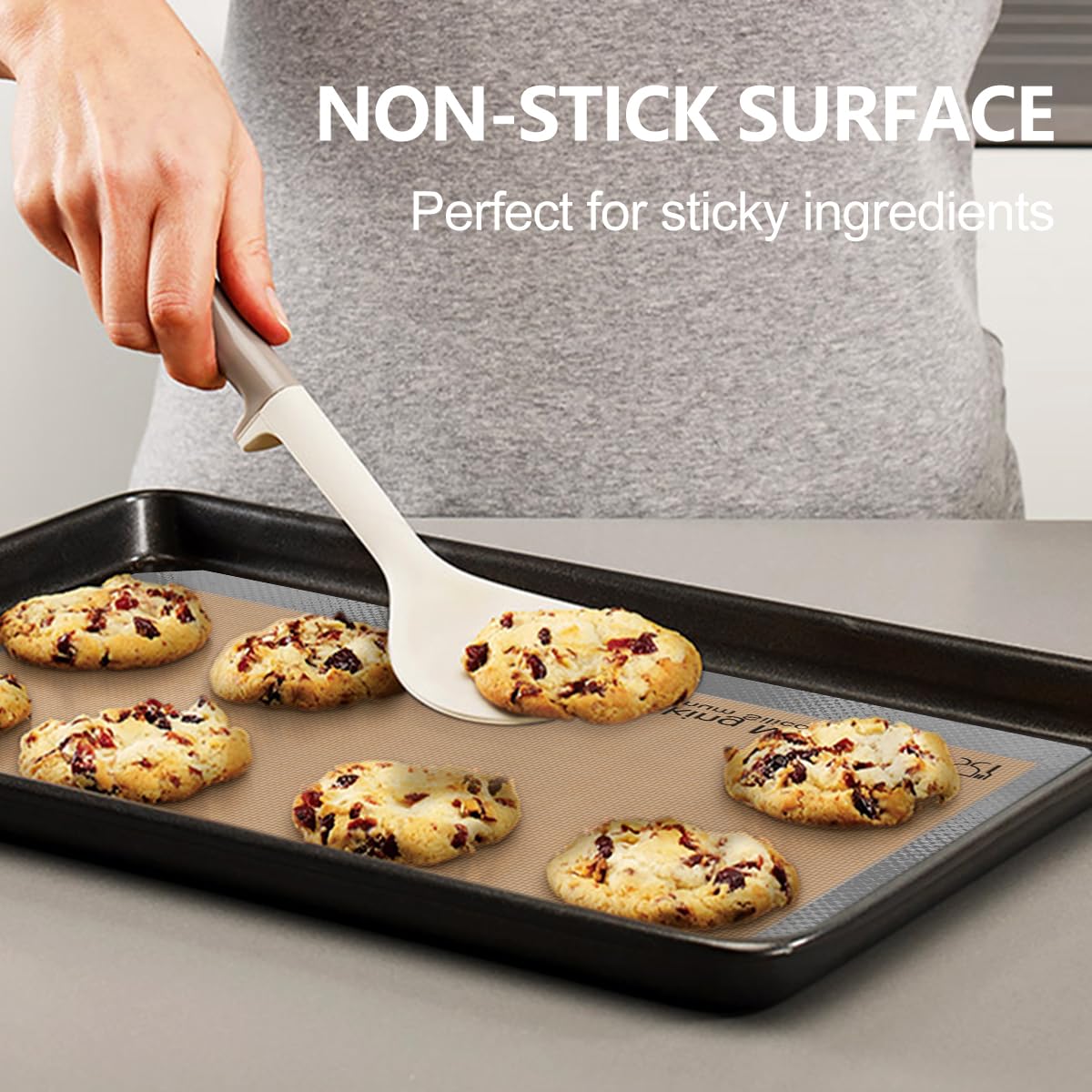 Tappetino da Forno in Silicone, Sopito 2pcs Antiaderente, Tappetino Forno Silicone Sicuro per Gli Alimenti, Resistente Al Calore 248℃ Tappetino Microforato, 41,9x29,5cm, Grigio