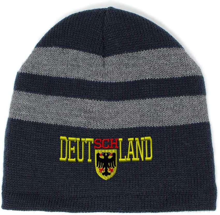 Striped Beanie for Men & Women German Eagle Deutschland C Embroidery 1 Size