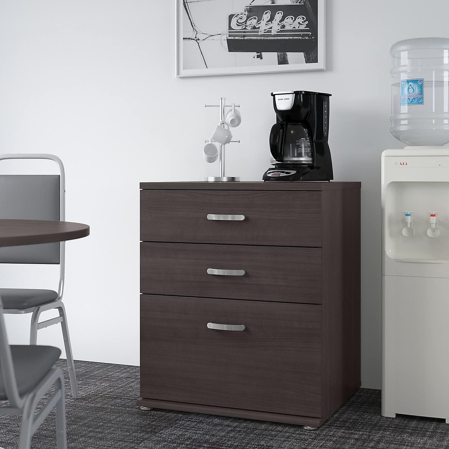 Bush Business Furniture Universal Floor Storage Cabinet with Drawers in Storm Gray
