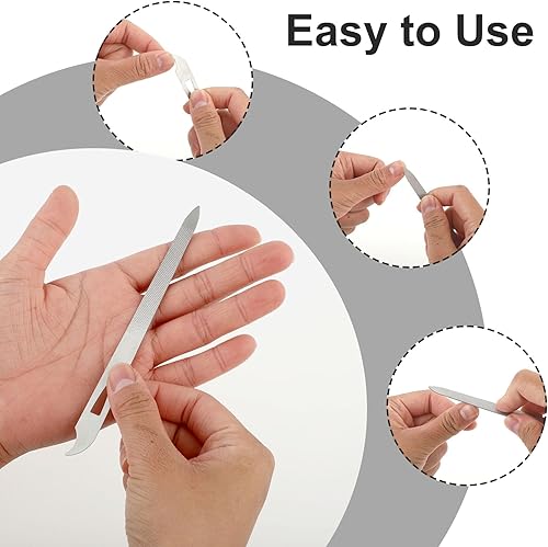 Miniatura 3 de simarro 6 limas de uñas de metal, limas de uñas de acero inoxidable, limas de manicura de doble cara para esmalte de uñas, herramienta de limpieza