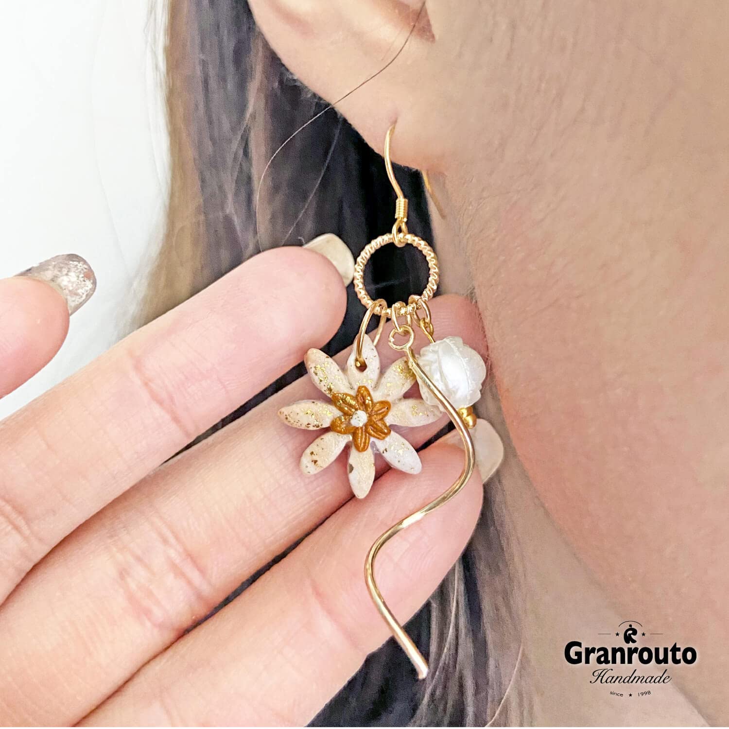 Orecchini Margherita Donna Argento 925 Fiore Orecchini Handmade Originale Pendenti Gioielli per Ragazza Anallergici Ideale Regalo per Donna Bambina