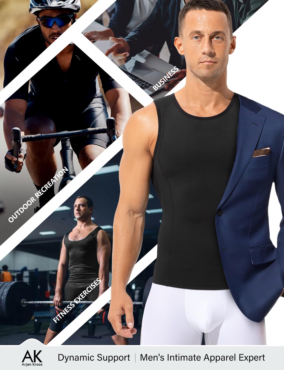 Arjen Kroos Canotte Compressione da Uomo, Canotta Contenitiva Snellente Maglia Modellante Dimagrante Shapewear Intimo Senza Maniche per Bodybuilding Palestra