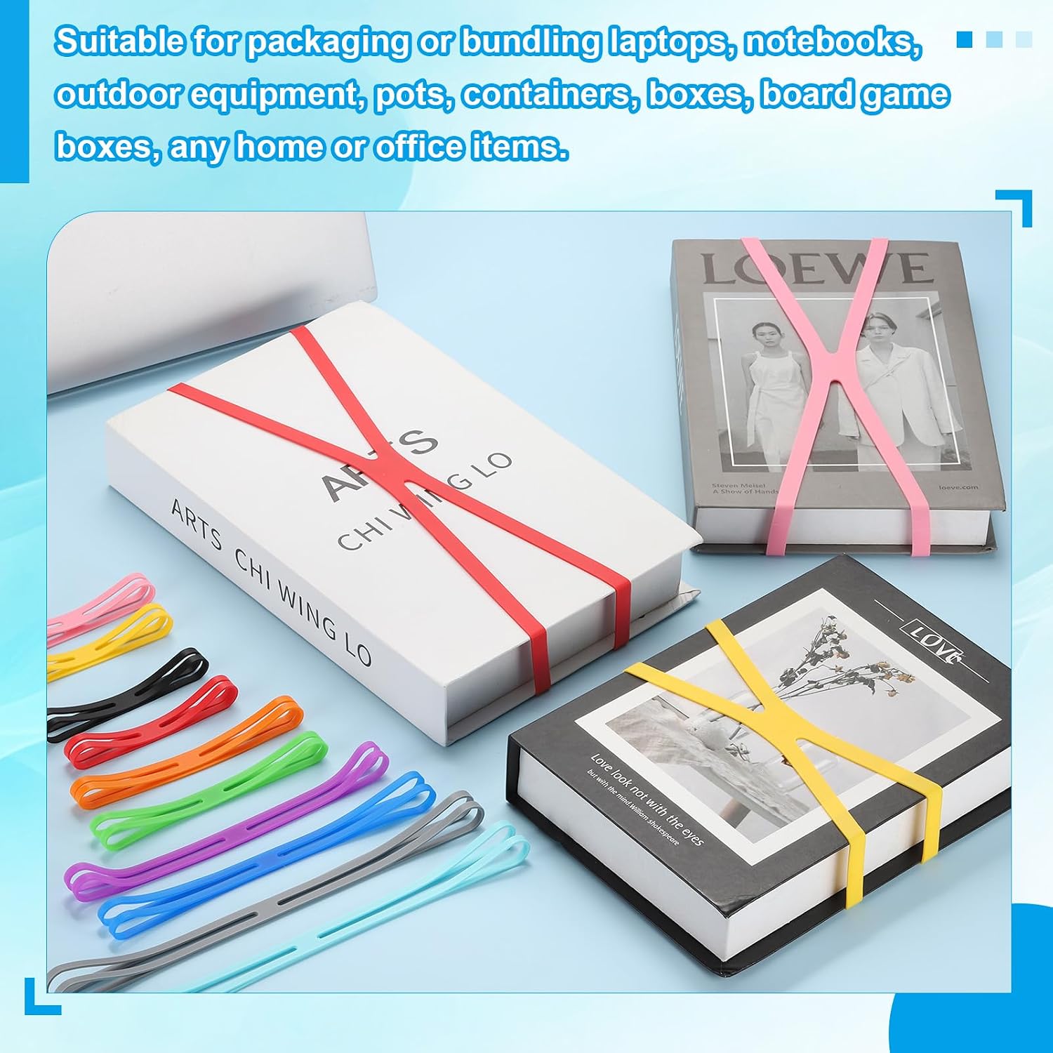 PATIKIL 8 Inch H Silicone Bands, 5 Pcs Elastic Rubber Wrapping Bands Heavy Duty Colored Thick Rubber Bands for Outdoor Notebook Book Wallet Pot Box, Black