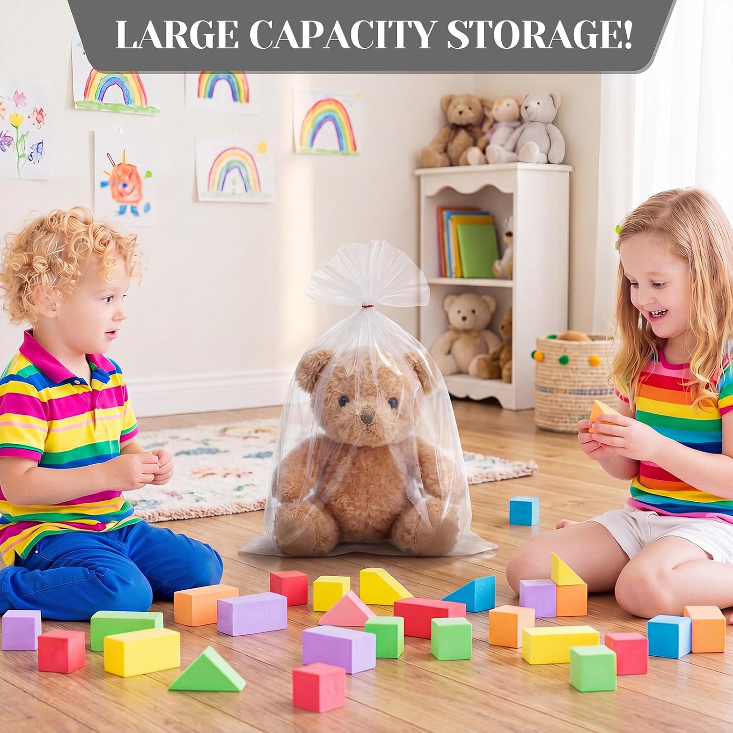  100 Pcs Large Clear Plastic Bags Poly Bags Plastic Packaging Flat Poly Popcorn Large for Bread Dough Clothes Toy 1.1 Mil (18" X 24") thumbnail
