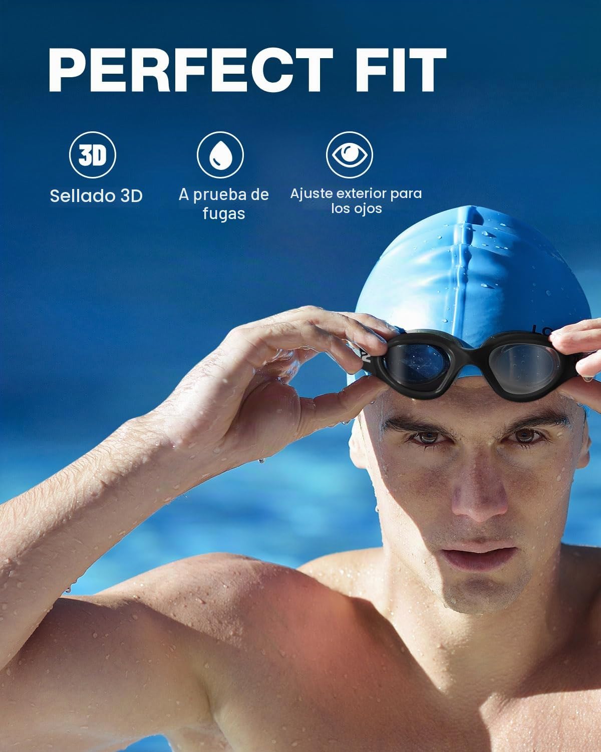 ZIONOR Gafas de natación ópticas, G1MS a prueba de fugas y antivaho, lentes de natación profesionales con intensidad/dioptrías, protección UV para hombre y mujer (dioptrías de -2,0 a -7,0)