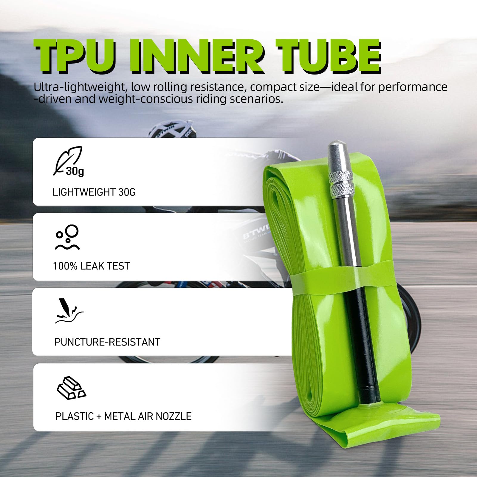 4 Pezzi Camera d'aria in TPU,Camera d'aria per Bici da Corsa 700C x 23C/25C/28C/30C/32C | Gravel 700C x 32-47-622 | MTB 29 x 1.9-2.5, 1 *Levagomme
