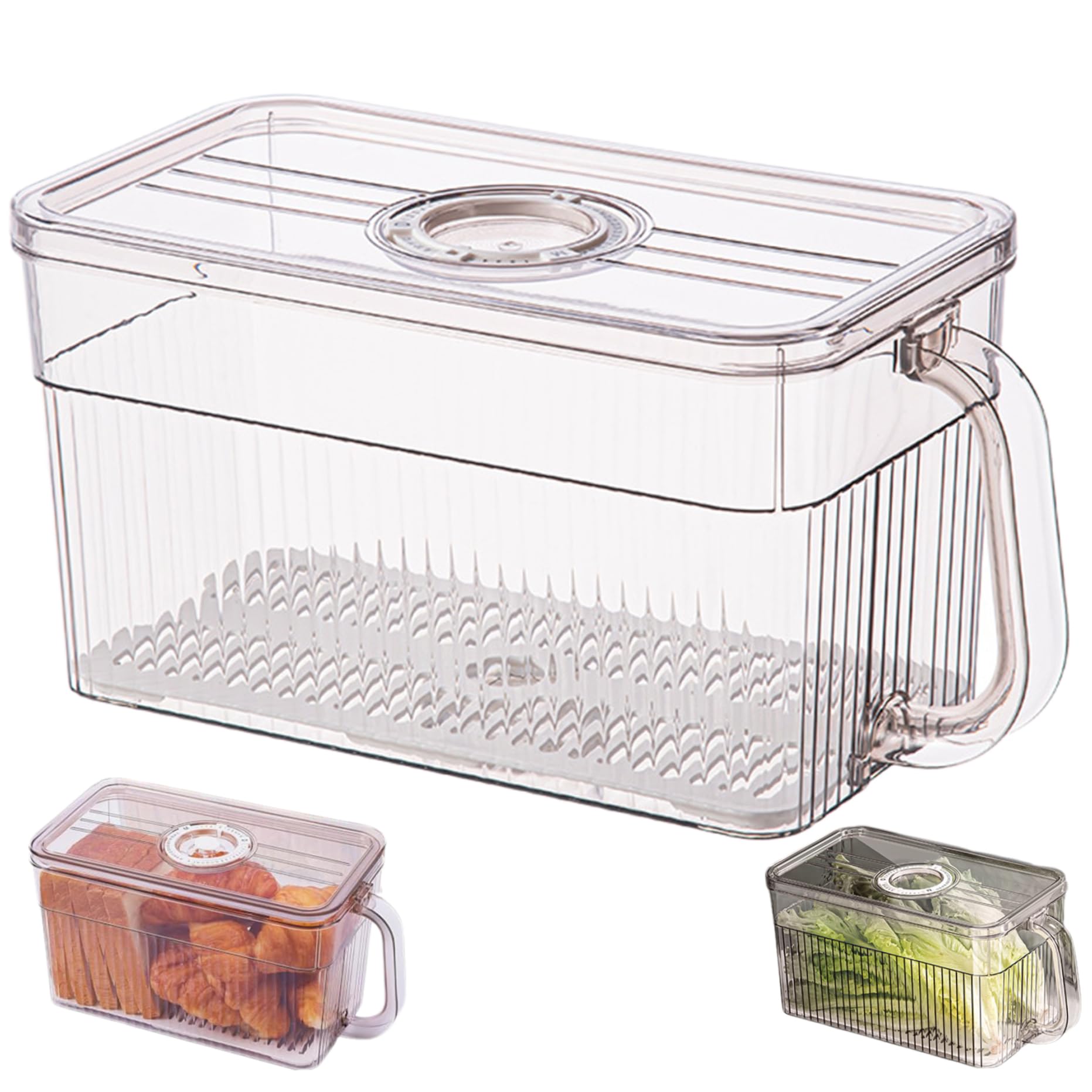 Caja de pan con tapa y contenedores de plástico apilables para organizar la nevera