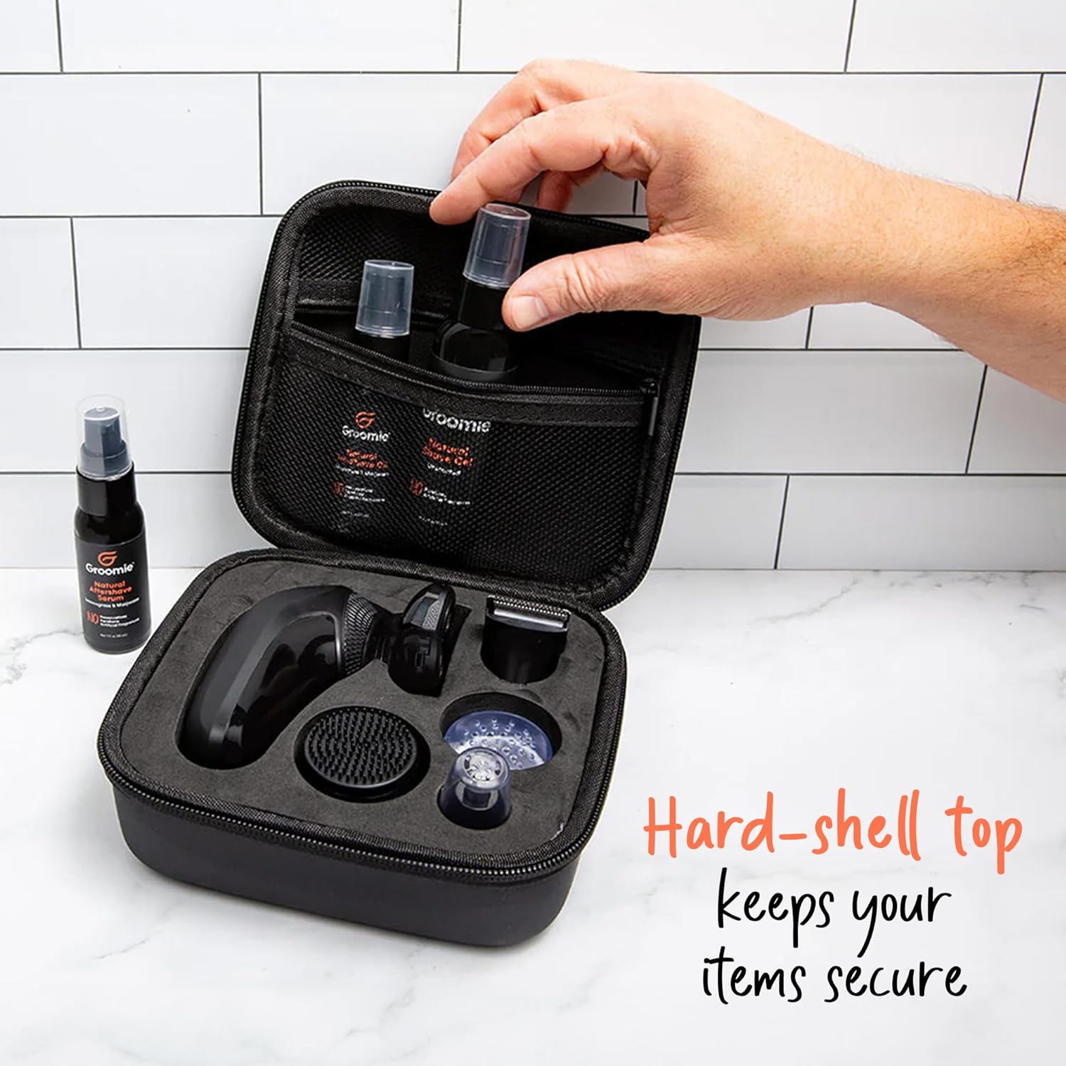 Groomie Travel Case for BaldiePro Electric Head Shaver for Men - Sleek Hard Case for Shaving Kit - Portable On-the-Go Accessory for Head Shaver & Grooming Accessories