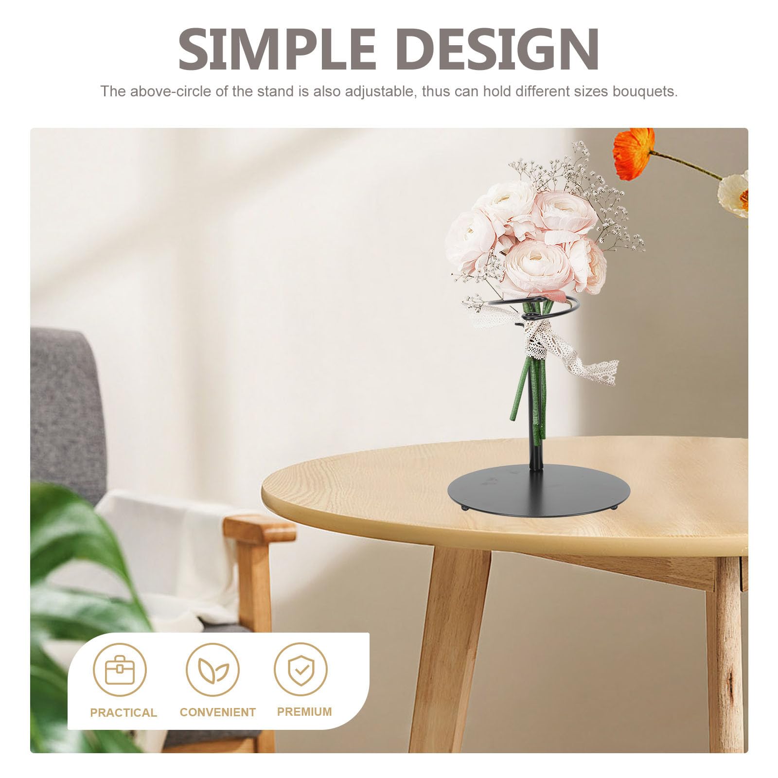 GLEAVI Tischstraußständer mit verstellbarem Halter, stabiler Blumenstrauß Präsentationsständer für den Desktop im Blumenladen