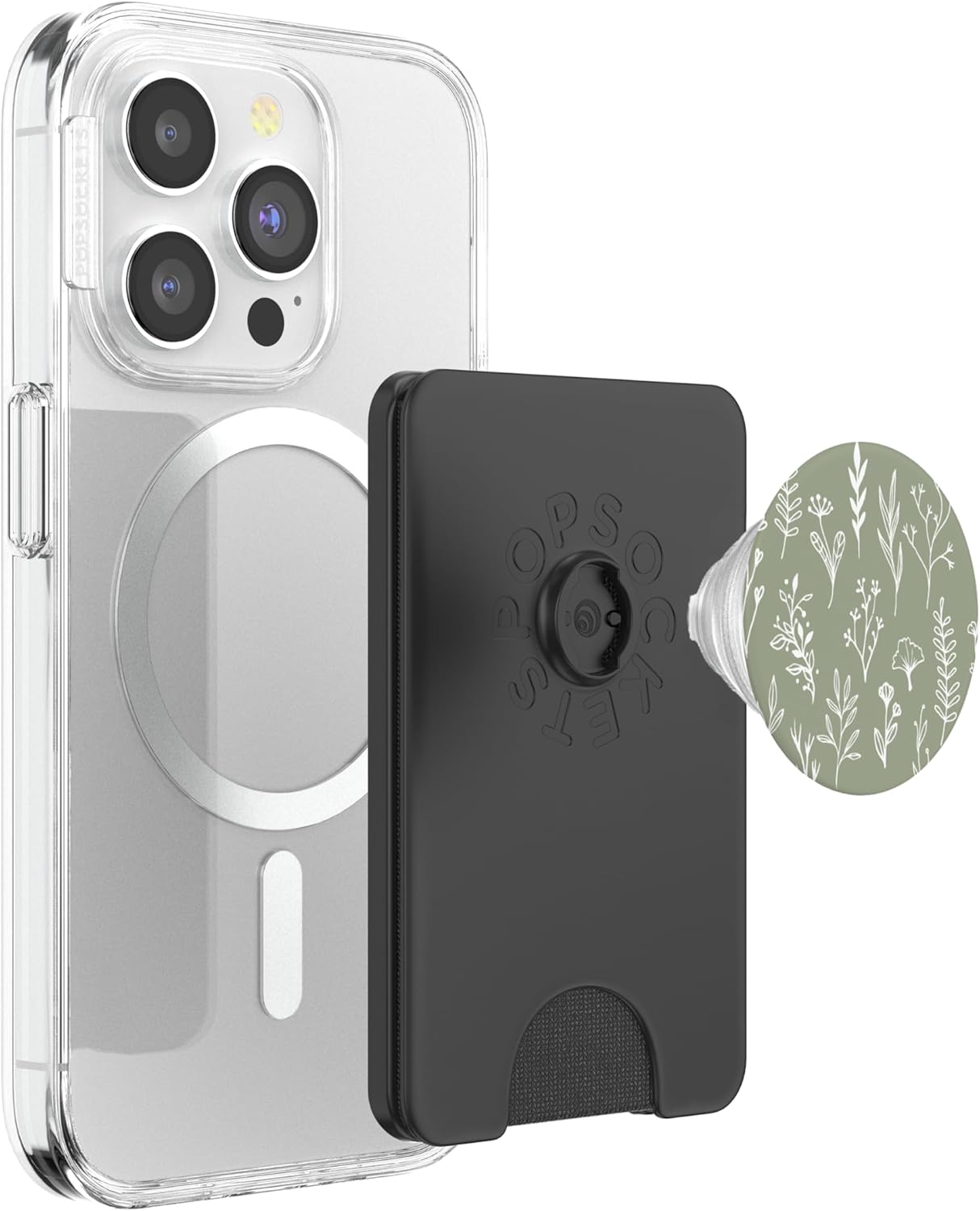 Cute Sage Green Wildflower Cottagecore Aesthetic Flower PopSockets PopWallet for MagSafe