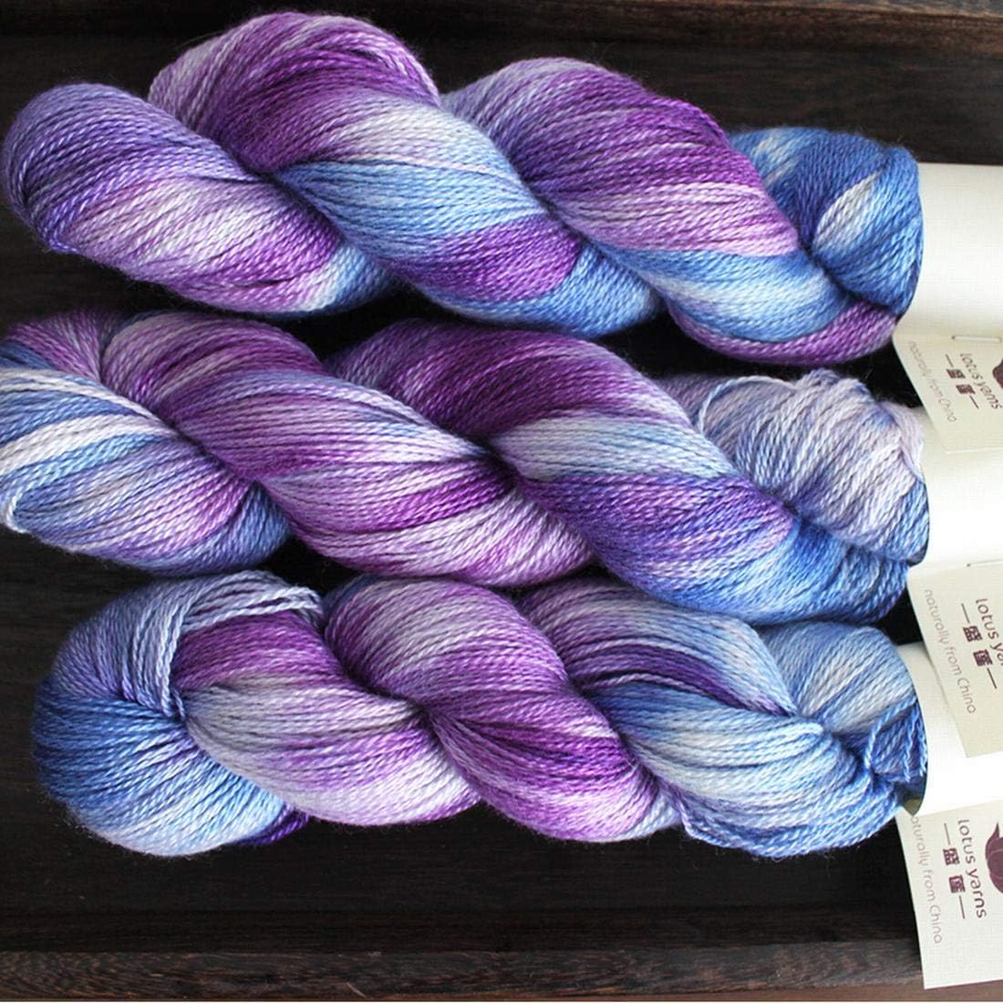 Lotus Yarns Handpainted Silky Cashmere Knitting Yarn Fingering Weight Yarn Skein Shiny Colorful Soft Crochet Yarn, Great for Shawl, Scarves, Top and Craft Projects 05