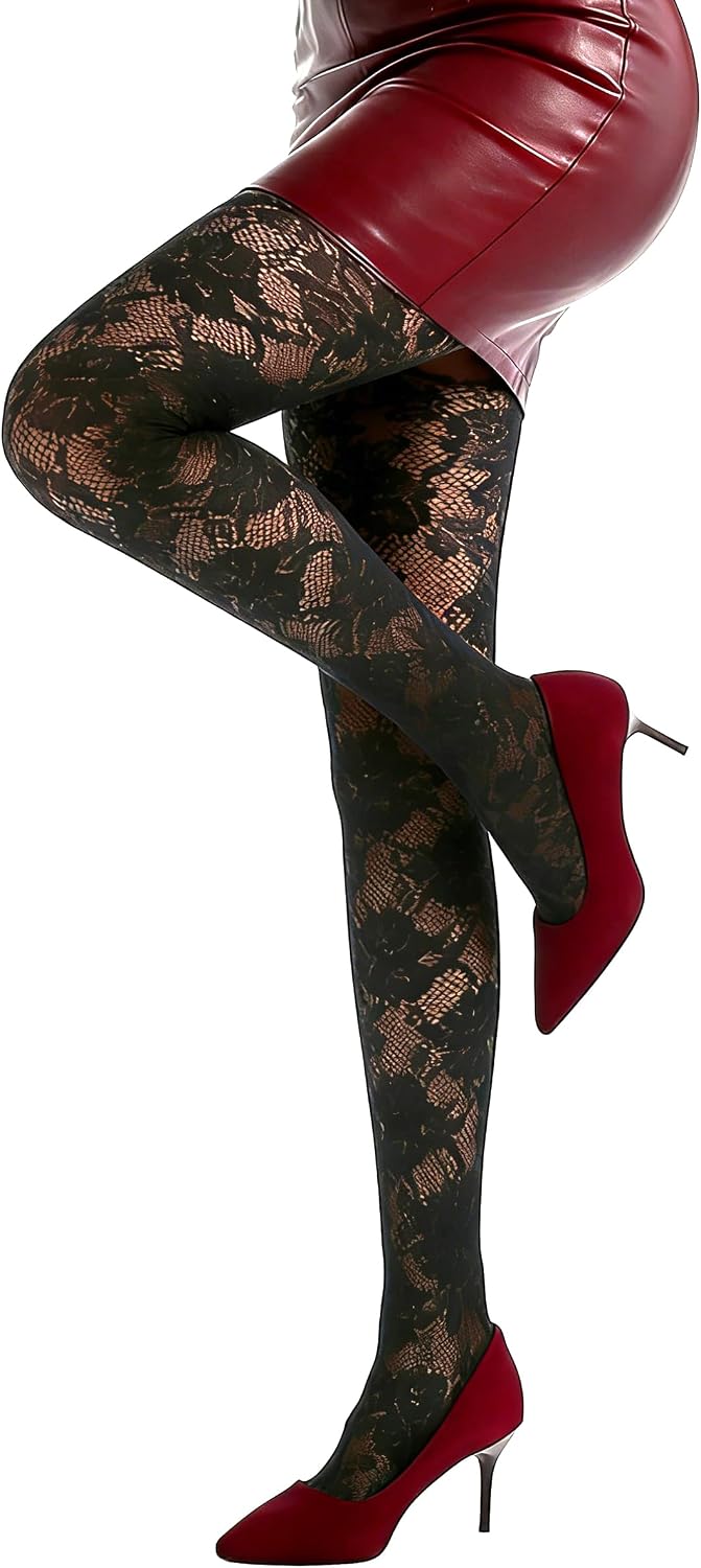 Black Floral Tights Women's Black Mesh Fishnet Pantyhose Stockings