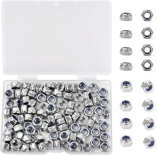 100Pcs M6 x 1.0mm Nylon Inserted Hex Lock Nuts Stainless Steel Silver DIN985 Self - Locking Nylon Lock Nuts Plain Finish for Industrial Construction Fasteners – Locknuts - M6 Hardware Nuts