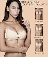 Vista 5 de Brasier push-up adhesivo sin tirantes, sin espalda, 2 pares, brasier invisible