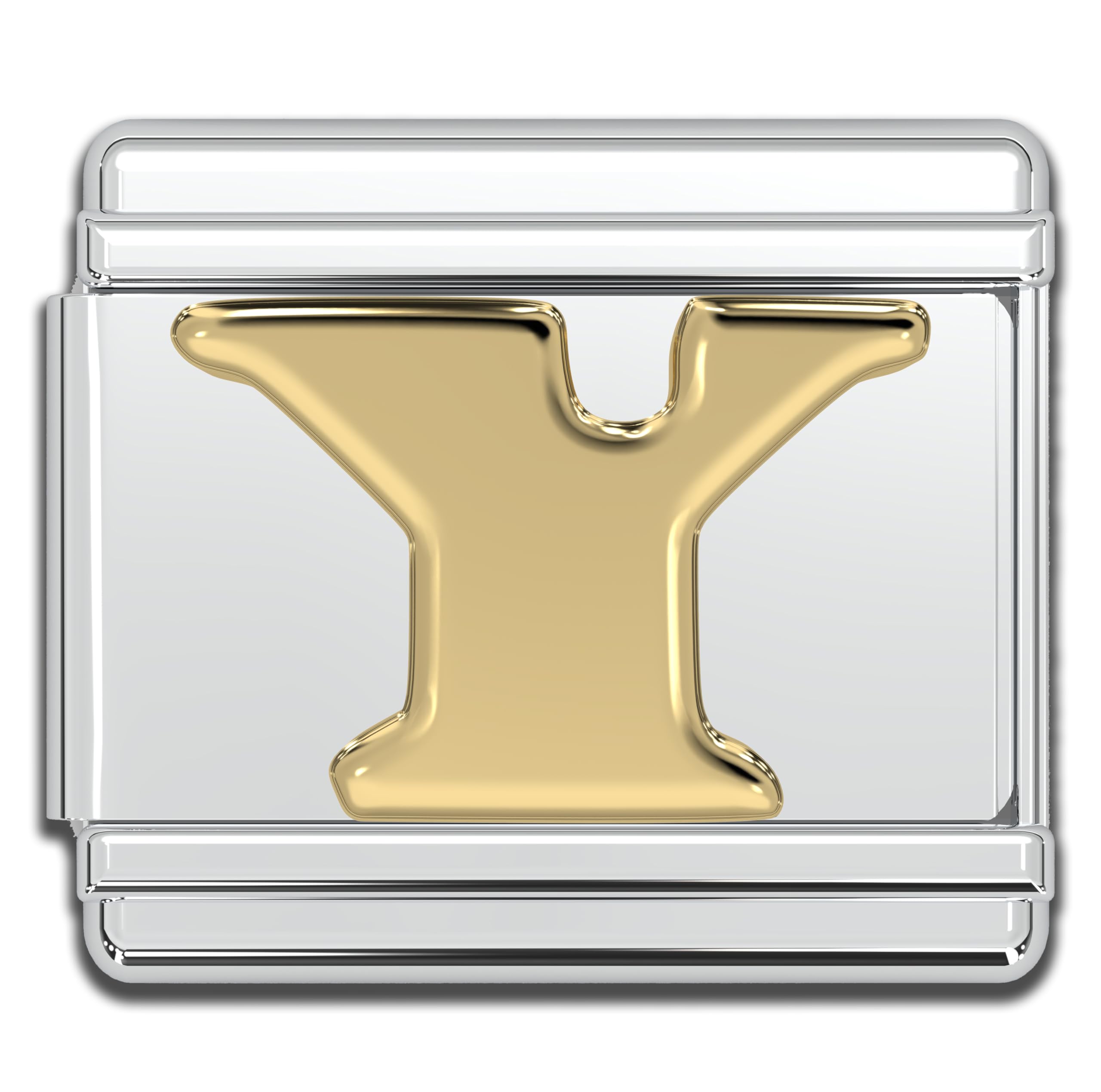 Fablinks Italian Bracelet Letter Charm, 9mm Gold Alphabet Charms, Jewelry Bracelets Links for Women, Stainless Steel Initials Link Letters for Men