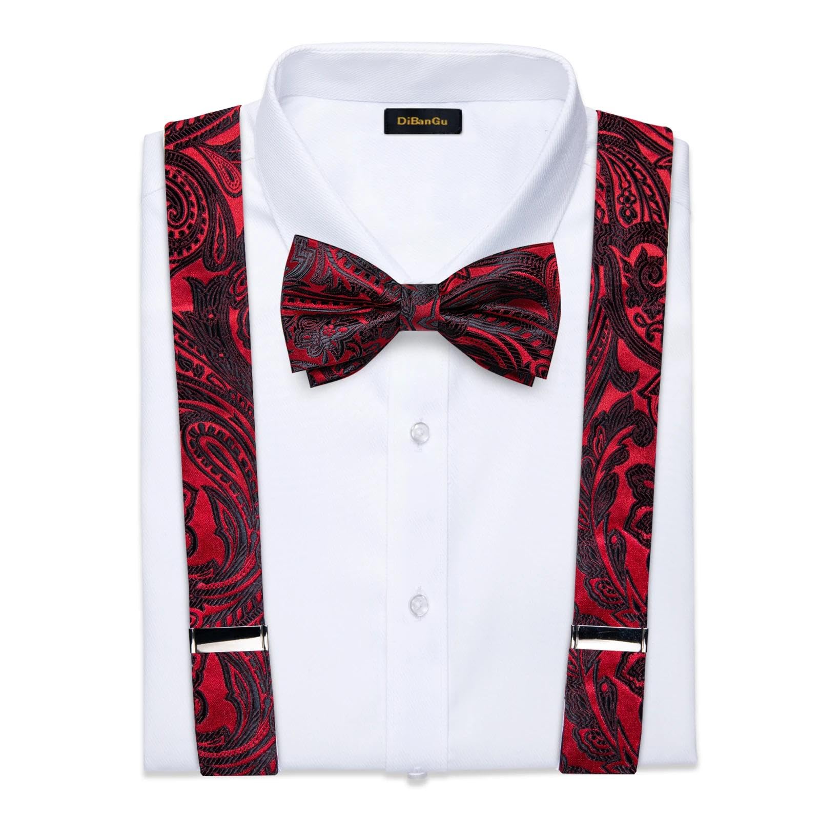 Bretelle Suspender Bretelle Regolabili di Design da Uomo Bretelle A Forma di Y Moda Cintura Elastica con Clip Reggicalze Set Papillon per Pantaloni da Uomo