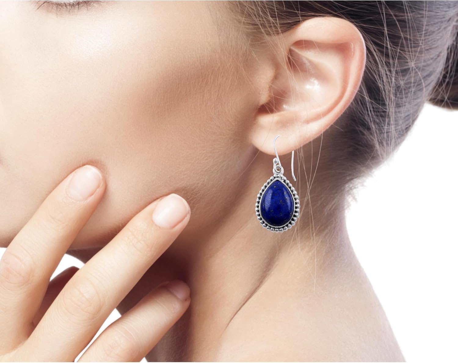NOVICA Artisan Crafted Sterling Silver Lapis Lazuli Earrings | Teardrop Dangle | Royal Snorkel | French Wire Hook | Blue Birthstone | High Polish Finish | India ' Inspiration' 1.6" L x 0.7" W