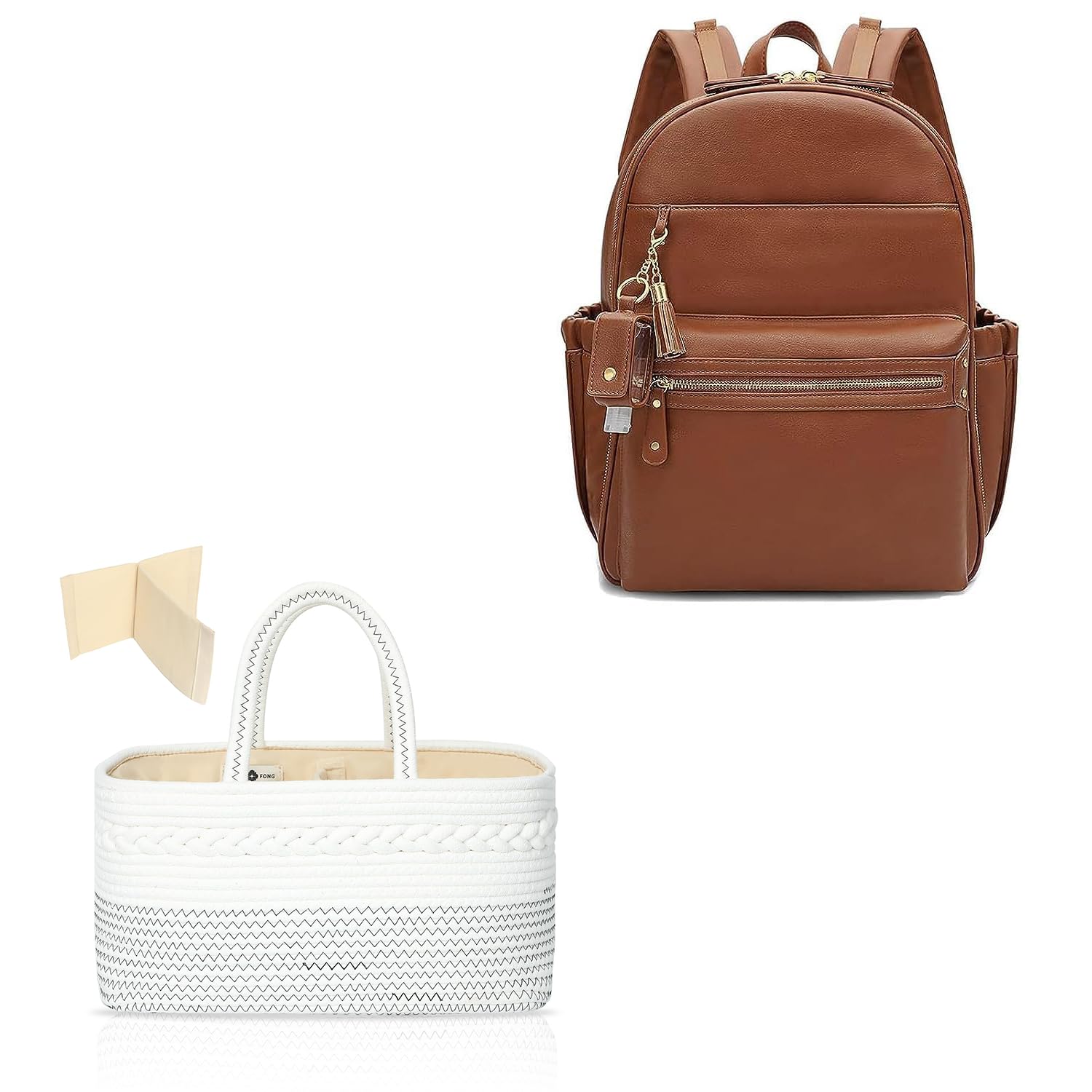 miss fong Diaper Bag, Diaper Bag Backpack, Baby Diaper Bag, Leather Diaper Bag Backpack with Diaper Caddy Organizer