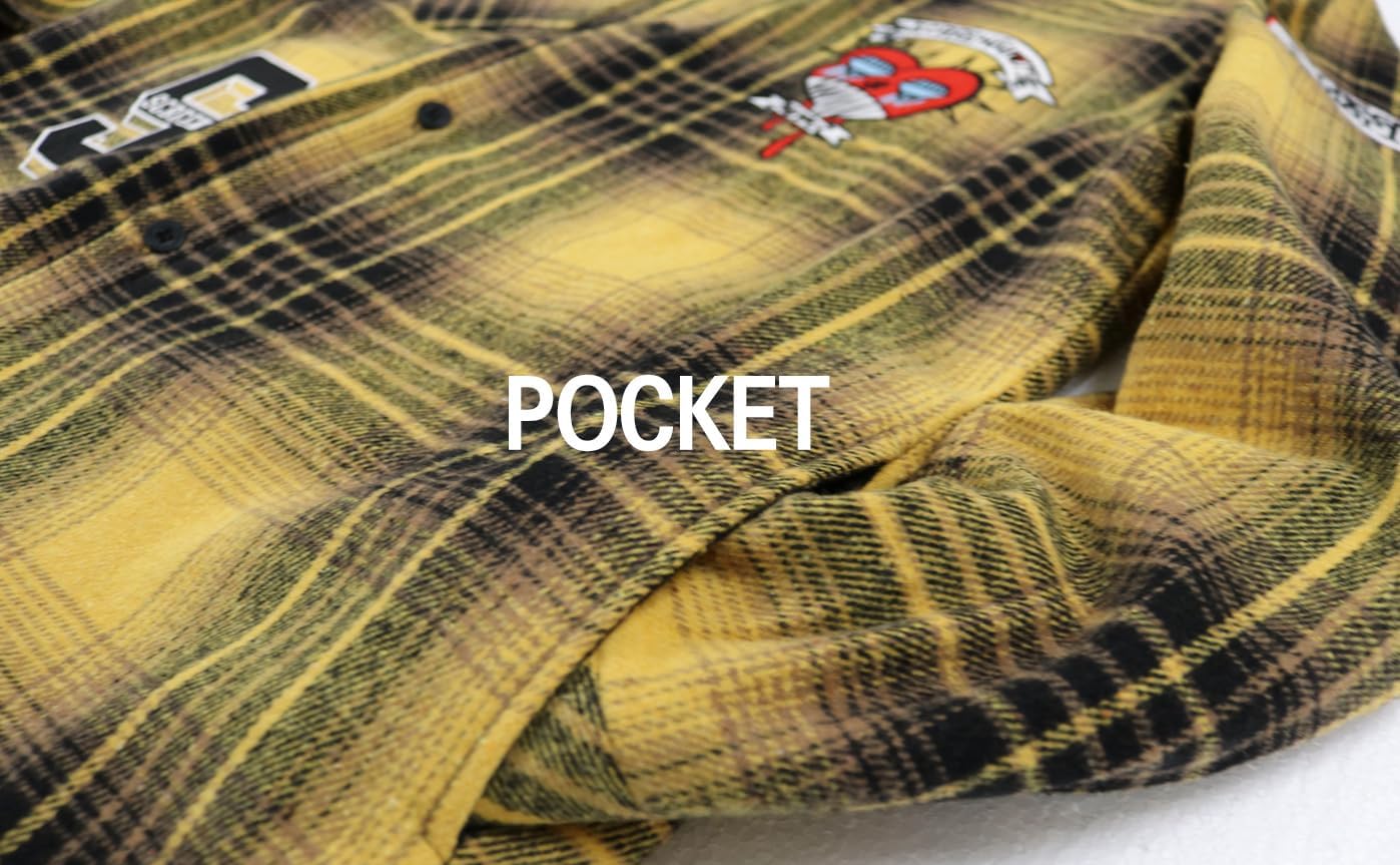 SCREENSHOT Shacket 3202 Mens Casual Plaid Flannel Shacket Shirt Jacket Button Down Long Sleeve - Image 5