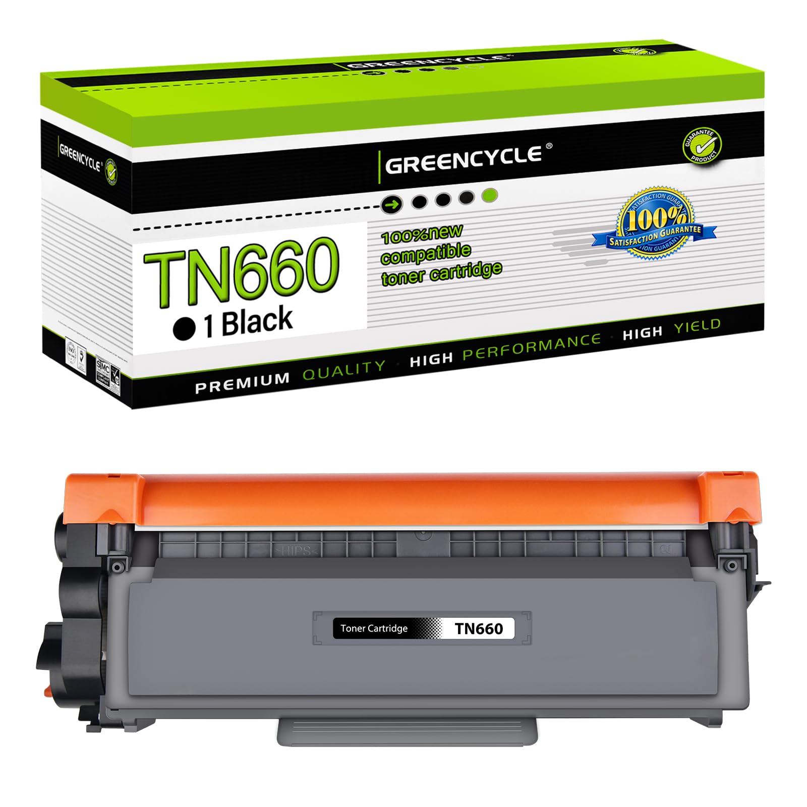 greencycle 1 Pack TN660 TN-660 TN630 TN-630 Black Toner Cartridge Replacement Compatible for Brother MFC-L2700dw MFC-L2740dw DCP-L2540dw HL-L2300D HL-L2380DW HL-L2320D DCP-L2540DW Laser Printer